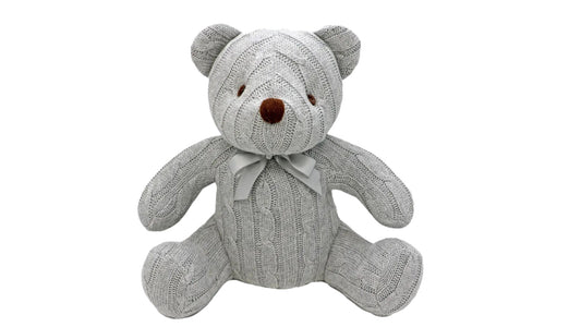 Gray Cable Knit Bear Large